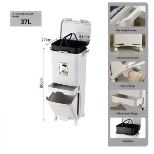 Thùng rác nhựa PP 2 tầng 34L có nắp đạp chân cho nhà bếp tiện lợi img 10 26