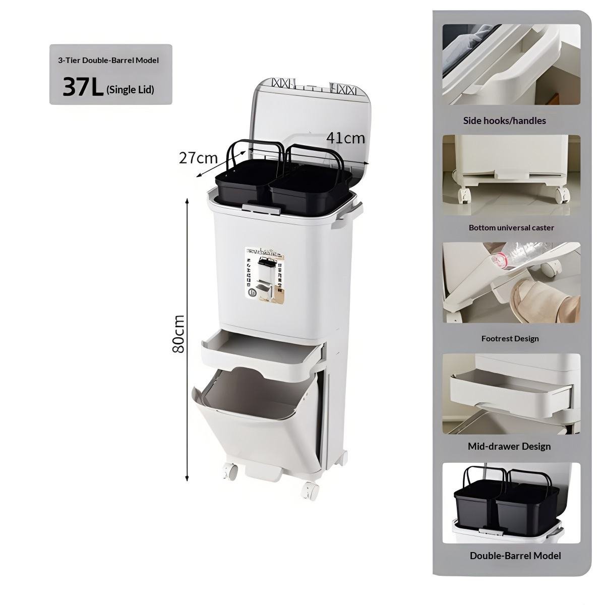 Thùng rác nhựa PP 2 tầng 34L có nắp đạp chân cho nhà bếp tiện lợi Thùng rác nhựa PP 2 tầng 34L có nắp đạp chân cho nhà bếp tiện lợi - Ảnh 12