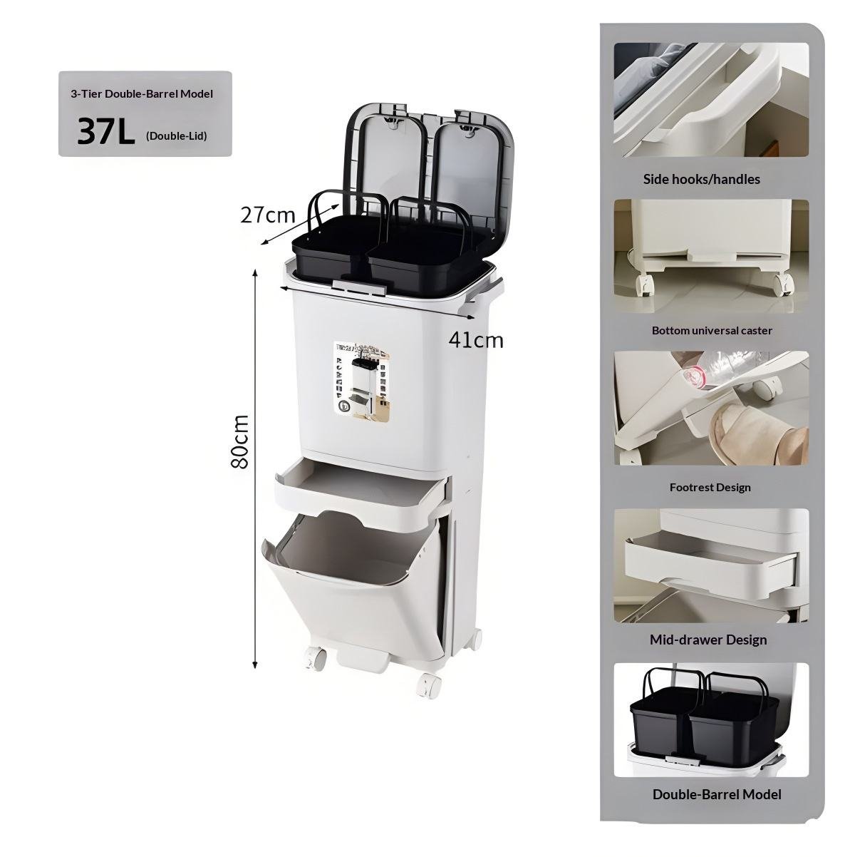 Thùng rác nhựa PP 2 tầng 34L có nắp đạp chân cho nhà bếp tiện lợi Thùng rác nhựa PP 2 tầng 34L có nắp đạp chân cho nhà bếp tiện lợi - Ảnh 13