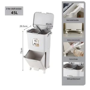 Thùng rác nhựa PP 2 tầng 34L có nắp đạp chân cho nhà bếp tiện lợi img 13 10