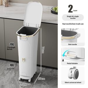 Thùng rác nhựa PP 2 ngăn bàn đạp & ngăn kéo tiện lợi cho nhà bếp img 13 9