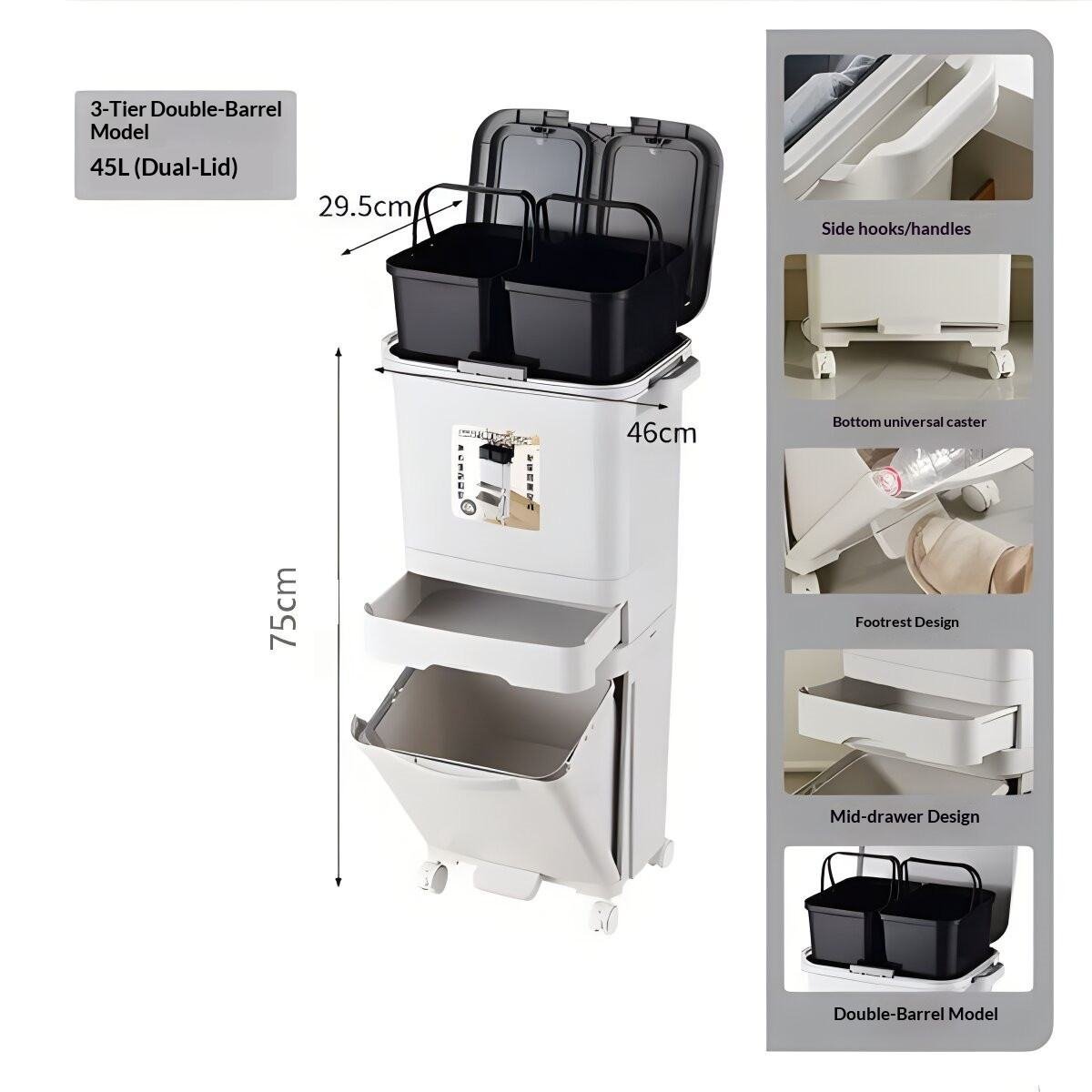 Thùng rác nhựa PP 2 tầng 34L có nắp đạp chân cho nhà bếp tiện lợi Thùng rác nhựa PP 2 tầng 34L có nắp đạp chân cho nhà bếp tiện lợi - Ảnh 17