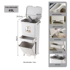Thùng rác nhựa PP 2 tầng 34L có nắp đạp chân cho nhà bếp tiện lợi img 21 2