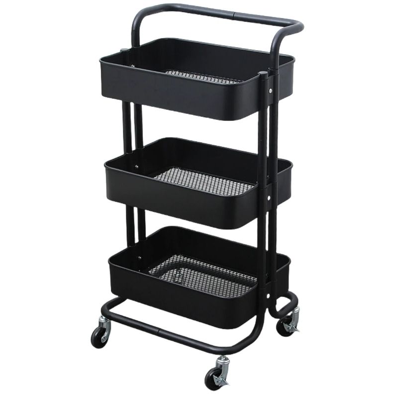 Kệ Đựng Đồ Nhà Bếp 3 Tầng Thép Carbon Màu Đen Có Bánh Xe Nhập Khẩu Kệ Đựng Đồ Nhà Bếp 3 Tầng Thép Carbon Màu Đen Có Bánh Xe Nhập Khẩu