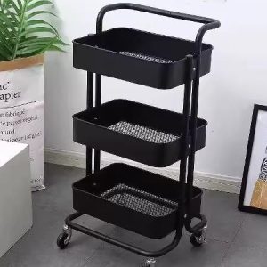 Kệ Đựng Đồ Nhà Bếp 3 Tầng Thép Carbon Màu Đen Có Bánh Xe Nhập Khẩu Kệ Đựng Đồ Nhà Bếp 3 Tầng Thép Carbon Màu Đen Có Bánh Xe Nhập Khẩu - hình 4