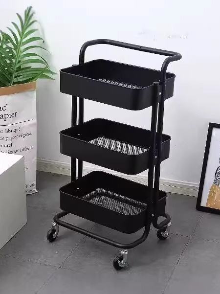 Kệ Đựng Đồ Nhà Bếp 3 Tầng Thép Carbon Màu Đen Có Bánh Xe Nhập Khẩu Kệ Đựng Đồ Nhà Bếp 3 Tầng Thép Carbon Màu Đen Có Bánh Xe Nhập Khẩu - hình 4
