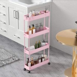 Kệ Đựng Đồ Nhà Bếp 4 Tầng Màu Đen Thiết Kế Mỏng Di Động Nhập Khẩu - hình 1