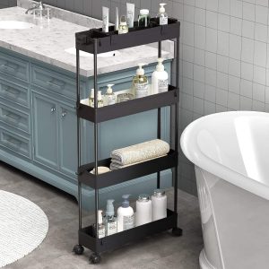 Kệ Đựng Đồ Nhà Bếp 4 Tầng Màu Đen Thiết Kế Mỏng Di Động Nhập Khẩu - hình 2