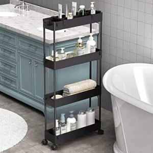 Kệ Đựng Đồ Nhà Bếp 4 Tầng Màu Đen Thiết Kế Mỏng Di Động Nhập Khẩu - hình 3