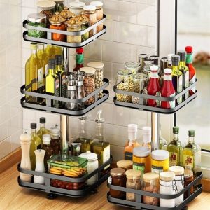 Kệ Đựng Gia Vị Xoay 360 Độ 5 Tầng Thép Không Gỉ Nhập Khẩu - hình 2