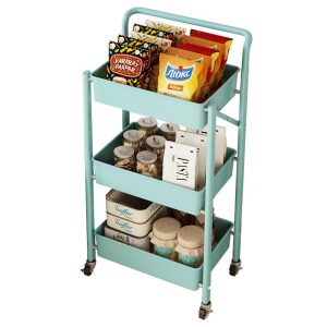 Kệ Đựng Nhà Bếp 3 Tầng Bằng Kim Loại Có Bánh Xe Di Động Nhập Khẩu