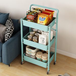Kệ Đựng Nhà Bếp 3 Tầng Bằng Kim Loại Có Bánh Xe Di Động Nhập Khẩu - hình 3