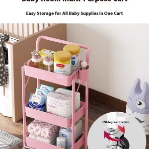 Kệ Đựng Nhà Bếp 3 Tầng Bằng Kim Loại Có Bánh Xe Di Động Nhập Khẩu - hình 5