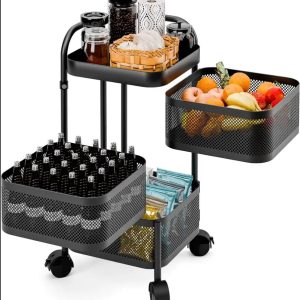 Kệ Đựng Nhà Bếp 5 Tầng Bằng Kim Loại Màu Đen Có Bánh Xe Di Động Nhập Khẩu Kệ Đựng Nhà Bếp 5 Tầng Bằng Kim Loại Màu Đen Có Bánh Xe Di Động Nhập Khẩu - hình 4
