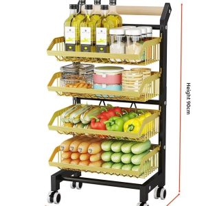 Kệ Đựng Nhà Bếp 5 Tầng Khung Kim Loại Màu Vàng Có Bánh Xe Nhập Khẩu Kệ Đựng Nhà Bếp 5 Tầng Khung Kim Loại Màu Vàng Có Bánh Xe Nhập Khẩu - hình 1
