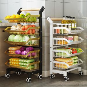 Kệ Đựng Nhà Bếp 5 Tầng Khung Kim Loại Màu Vàng Có Bánh Xe Nhập Khẩu Kệ Đựng Nhà Bếp 5 Tầng Khung Kim Loại Màu Vàng Có Bánh Xe Nhập Khẩu - hình 2