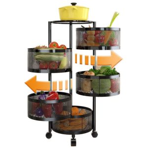Kệ Đựng Trái Cây Rau Quả 5 Tầng Xoay Đa Năng Bằng Thép Sơn Tĩnh Điện Nhập Khẩu