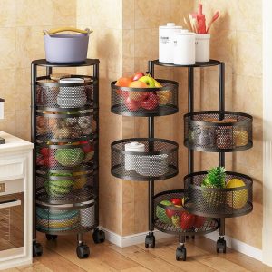 Kệ Đựng Trái Cây Rau Quả 5 Tầng Xoay Đa Năng Bằng Thép Sơn Tĩnh Điện Nhập Khẩu - hình 3