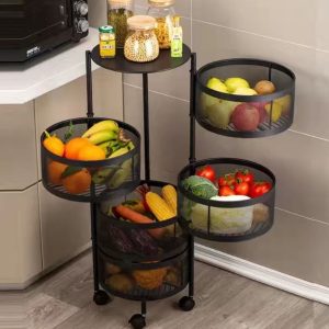 Kệ Đựng Trái Cây Rau Quả 5 Tầng Xoay Đa Năng Bằng Thép Sơn Tĩnh Điện Nhập Khẩu - hình 5