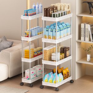 Kệ Nhựa Gia Dụng 4 Tầng Hẹp Có Bánh Xe Tiện Lợi Nhập Khẩu