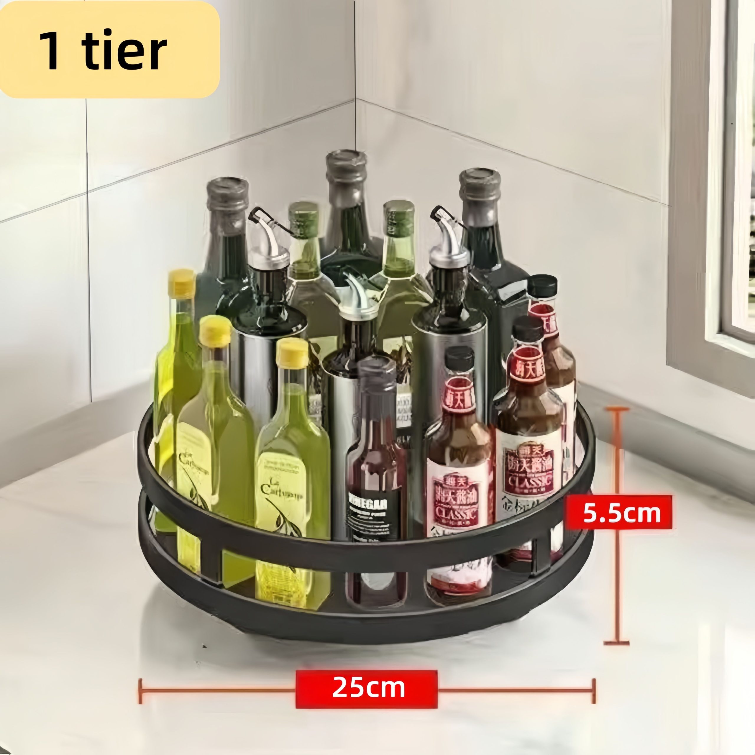 Khay Xoay Đựng Gia Vị 3 Tầng Kim Loại Đen Thông Minh Khay Xoay Đựng Gia Vị 3 Tầng Kim Loại Đen Thông Minh - hình 4
