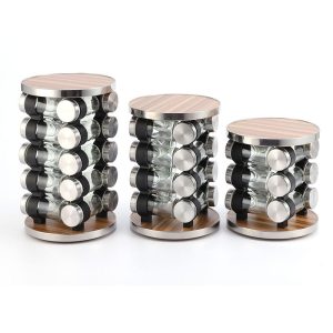 Khay Xoay Thông Minh 12 Lọ Gia Vị Thép Kính Gỗ Nhập Khẩu Khay Xoay Thông Minh 12 Lọ Gia Vị Thép Kính Gỗ Nhập Khẩu - hình 5