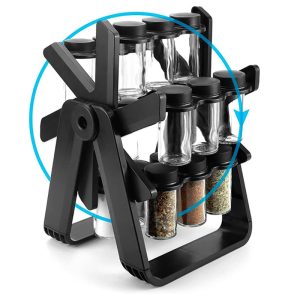 Khay Xoay Thông Minh 12 Ngăn Đựng Gia Vị Chai Thủy Tinh Đen Nhập Khẩu