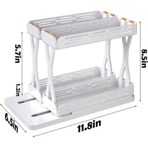 Khay Xoay Thông Minh 2 Tầng Đựng Gia Vị Và Chai Lọ Màu Trắng Nhập Khẩu - hình 5