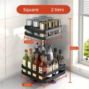 Khay Xoay Thông Minh 2 Tầng Khung Kim Loại Đen Nhập Khẩu Khay Xoay Thông Minh 2 Tầng Khung Kim Loại Đen Nhập Khẩu - hình 4