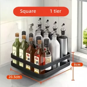 Khay Xoay Thông Minh 2 Tầng Kim Loại Đen Nhập Khẩu Khay Xoay Thông Minh 2 Tầng Kim Loại Đen Nhập Khẩu - hình 3