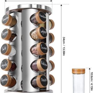 Khay Xoay Thông Minh 20 Lọ Gia Vị Inox Gỗ Tự Nhiên Nhập Khẩu - hình 5