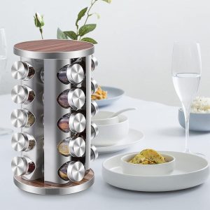 Khay Xoay Thông Minh 8 Hũ Gia Vị Inox Xoay 360 Độ Nhập Khẩu - hình 2