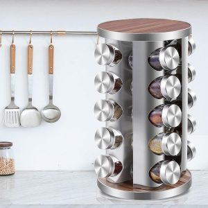 Khay Xoay Thông Minh 8 Hũ Gia Vị Inox Xoay 360 Độ Nhập Khẩu - hình 3