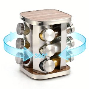 Khay Xoay Thông Minh 8 Hũ Gia Vị Inox Xoay 360 Độ Nhập Khẩu - hình 4