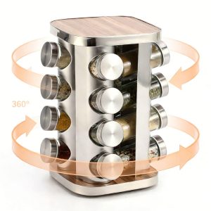 Khay Xoay Thông Minh 8 Hũ Gia Vị Inox Xoay 360 Độ Nhập Khẩu - hình 5