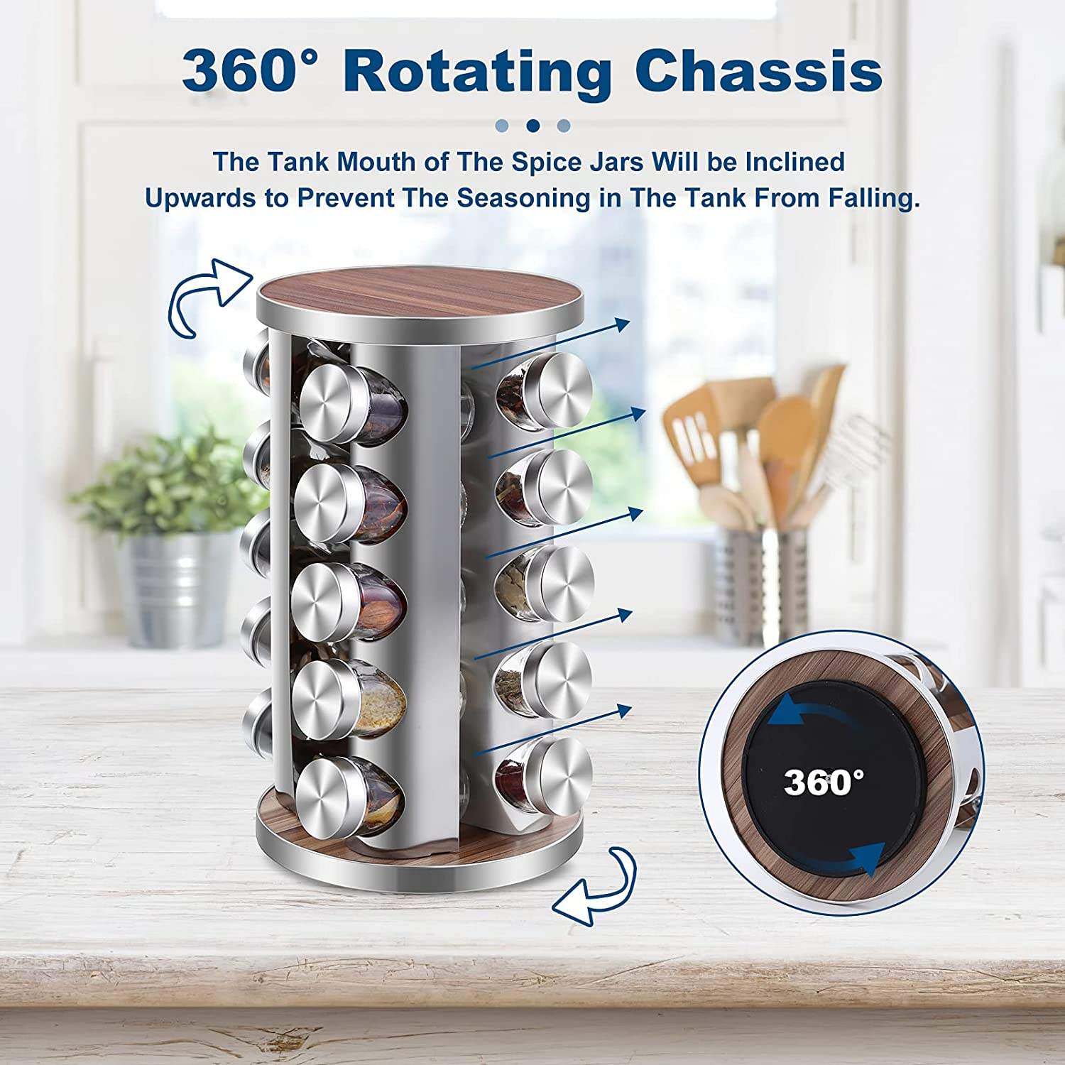 Khay Xoay Thông Minh Đựng Gia Vị 20 Lọ Thép Không Gỉ Nhập Khẩu Khay Xoay Thông Minh Đựng Gia Vị 20 Lọ Thép Không Gỉ Nhập Khẩu - hình 2