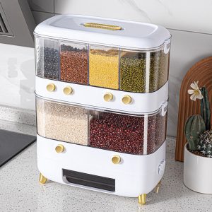 Thùng Gạo Thông Minh 4 Ngăn Định Lượng Màu Trắng Vàng Nhập Khẩu Thùng Gạo Thông Minh 4 Ngăn Định Lượng Màu Trắng Vàng Nhập Khẩu - hình 2