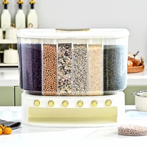 Thùng Gạo Thông Minh 6 Ngăn Định Lượng Tự Động Màu Trắng Thùng Gạo Thông Minh 6 Ngăn Định Lượng Tự Động Màu Trắng - hình 1
