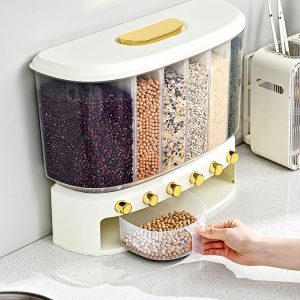 Thùng Gạo Thông Minh 6 Ngăn Định Lượng Tự Động Màu Trắng Thùng Gạo Thông Minh 6 Ngăn Định Lượng Tự Động Màu Trắng - hình 2