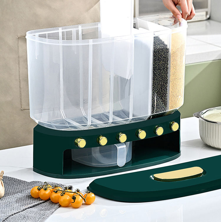 Thùng Gạo Thông Minh 6 Ngăn Định Lượng Tự Động Màu Trắng Thùng Gạo Thông Minh 6 Ngăn Định Lượng Tự Động Màu Trắng - hình 3