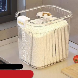 Thùng Gạo Thông Minh Nhựa Trong Suốt Nắp Kín Định Lượng 10kg