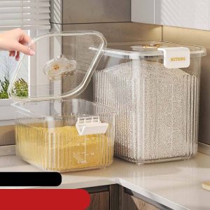 Thùng Gạo Thông Minh Nhựa Trong Suốt Nắp Kín Định Lượng 10kg - hình 4