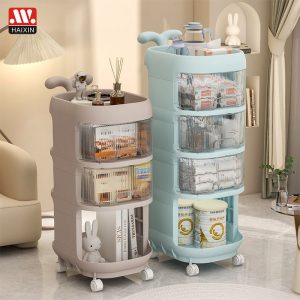 Tủ Bỉm Sữa Đa Tầng 3 Ngăn Nhựa Trong Suốt Có Bánh Xe Di Chuyển Nhập Khẩu - hình 1