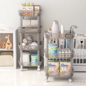 Tủ Bỉm Sữa Đa Tầng 3 Ngăn Nhựa Trong Suốt Có Bánh Xe Di Chuyển Nhập Khẩu - hình 2